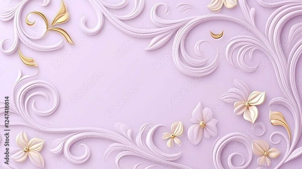 Lavender Background With Gold Accents And Floral Designs Lavender Background With Gold Accents And Floral Designs