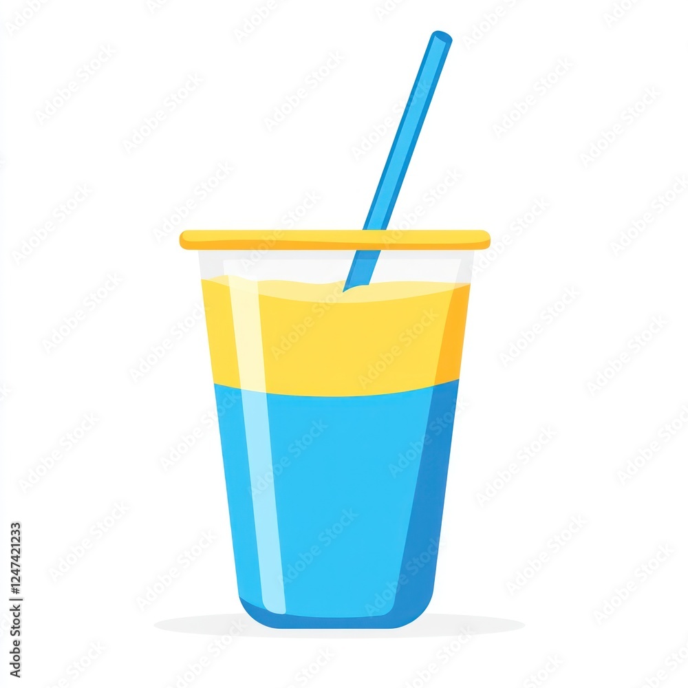 Fruity drink in glass with straw for refreshment, isolated, bright background for ads Fruity drink in glass with straw for refreshment, isolated, bright background for ads