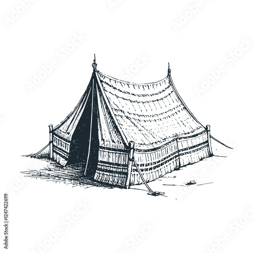 Ancient Tabernacle Tent of Moses – Black and White Icon Vector and Illustration