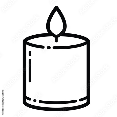Candle Light Outline Icon Isolated On White Background
