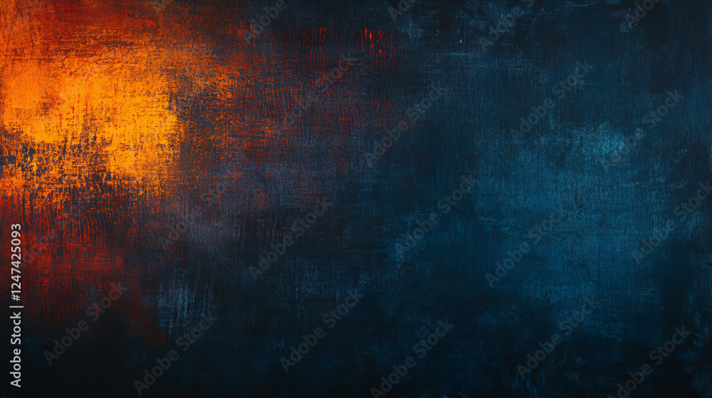 Obraz premium A dark textured background displaying shades of blue, red, orange, and yellow.