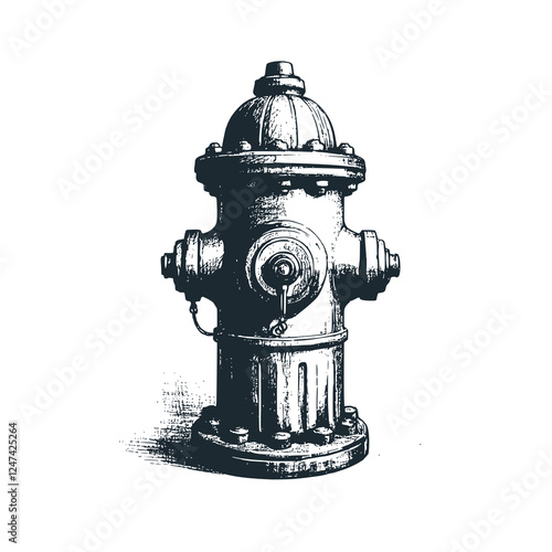 Vintage Fire Hydrant – Black and White Icon Vector and Illustration