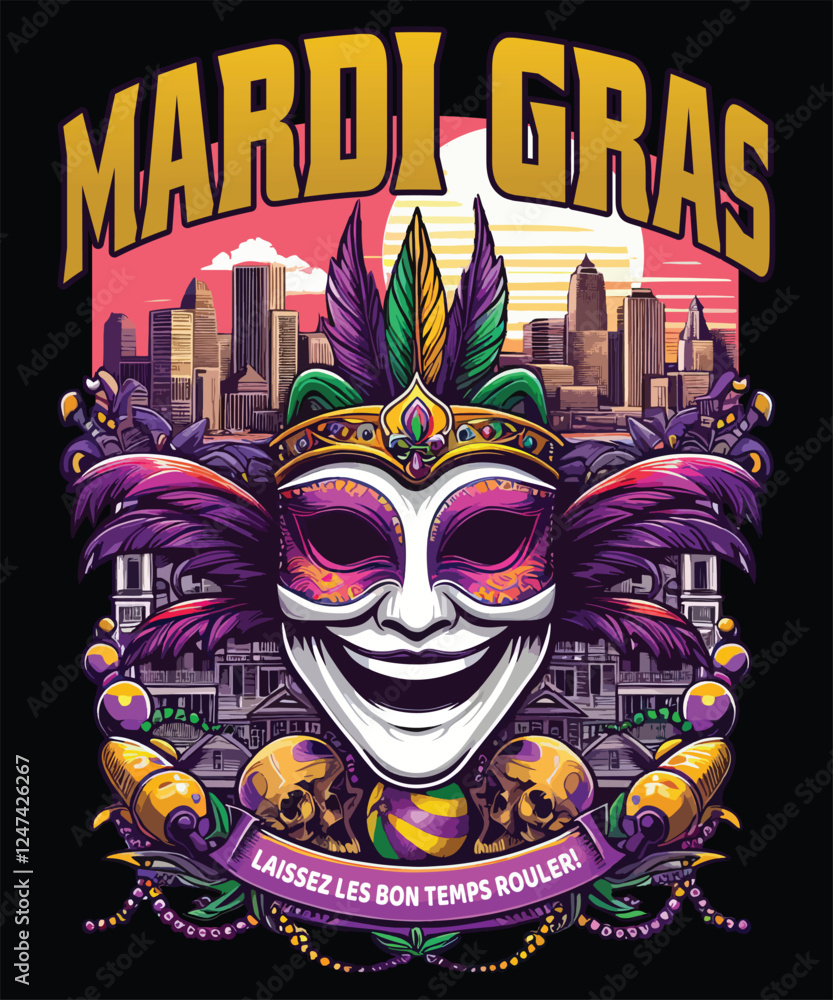 Obraz premium Adobe Illustrator Artwork for Mardi Gras Festival.