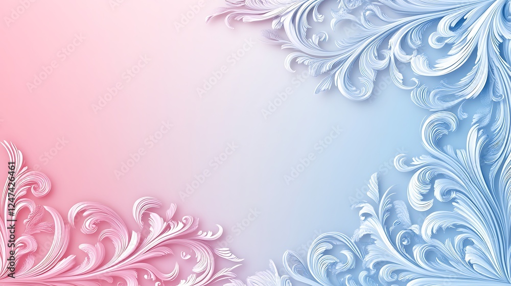 Elegant Pink and Blue Swirling Floral Design Background Elegant Pink and Blue Swirling Floral Design Background