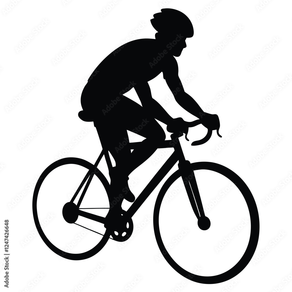 Obraz premium Silhouette of a Cyclist Riding a Bike