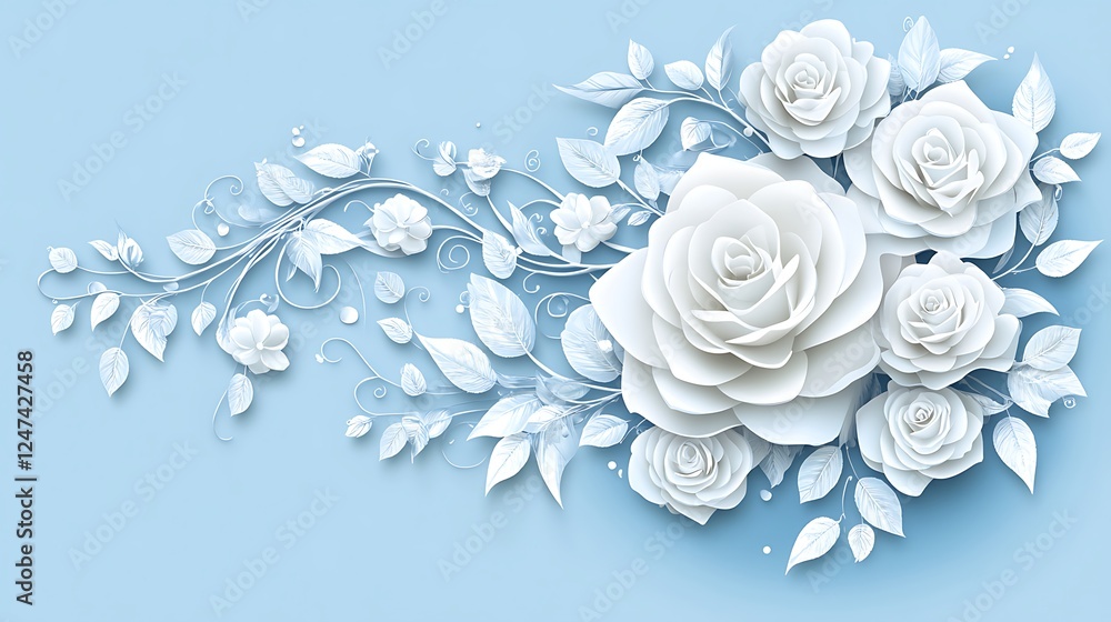 Elegant White Roses and Delicate Foliage Design Elegant White Roses and Delicate Foliage Design