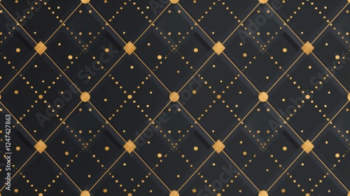 Elegant Geometric Pattern with Gold Accents on Dark Background