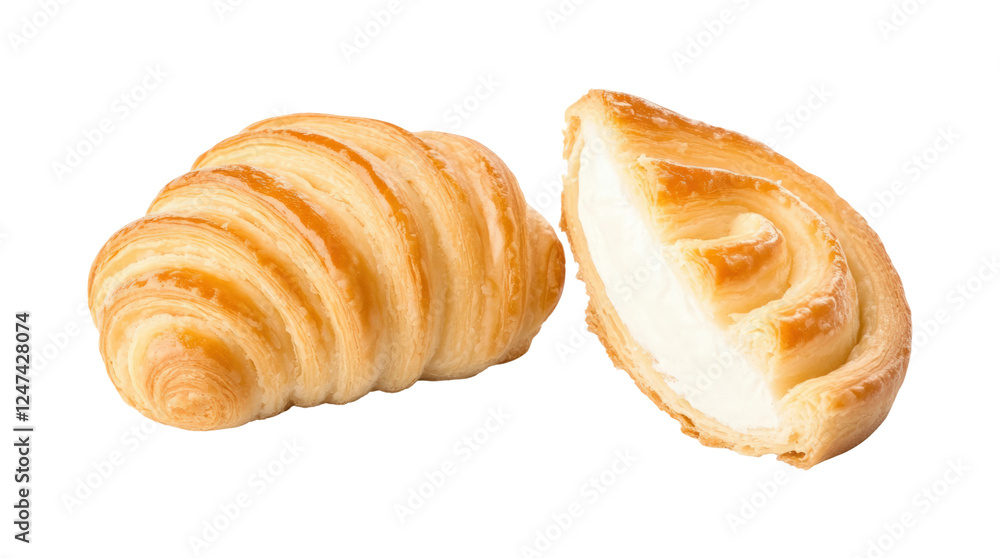 Baking flaky croissants at a cozy bakery kitchen culinary isolated on transparent background Baking flaky croissants at a cozy bakery kitchen culinary isolated on transparent background