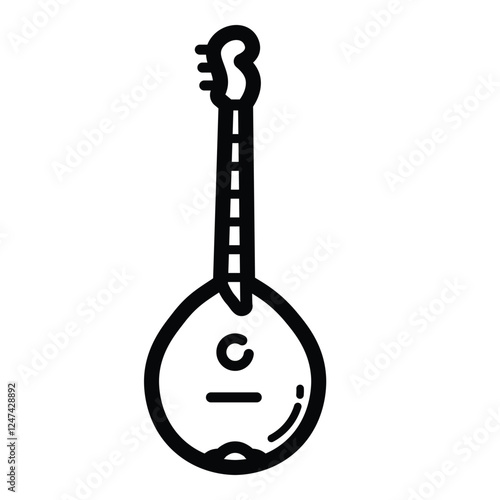 Traditional Domra Instrument Outline Icon Isolated On White Background