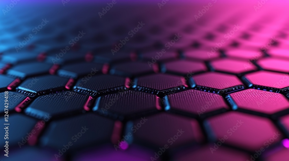 Fototapeta premium Abstract Hexagonal Pattern in Futuristic Color Gradients for Technology Background