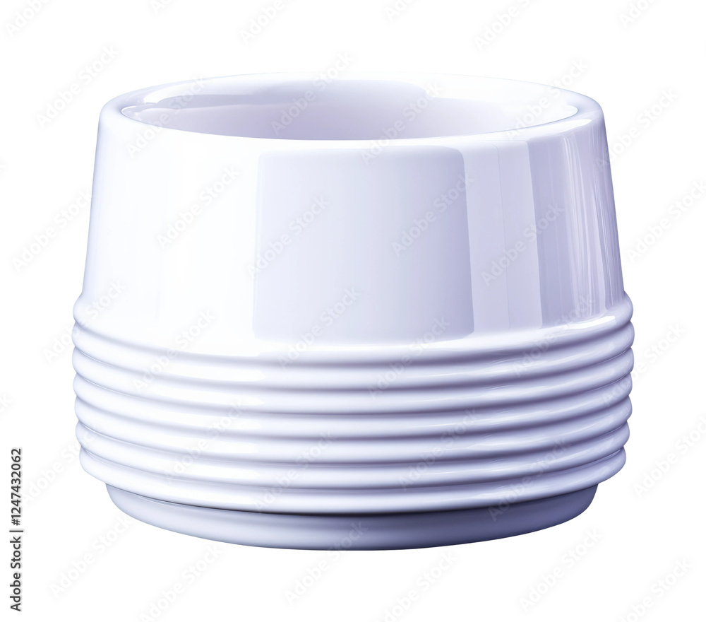 Obraz premium Elegant white cup stacked in minimalist kitchen isolated on transparent background