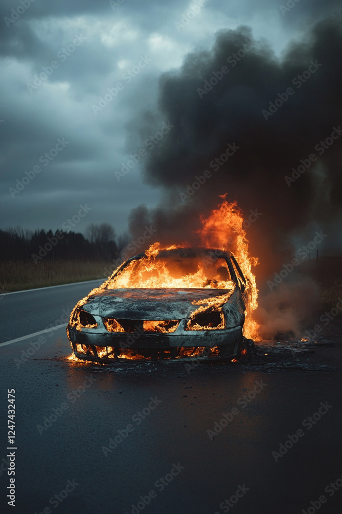 Obraz premium car on fire