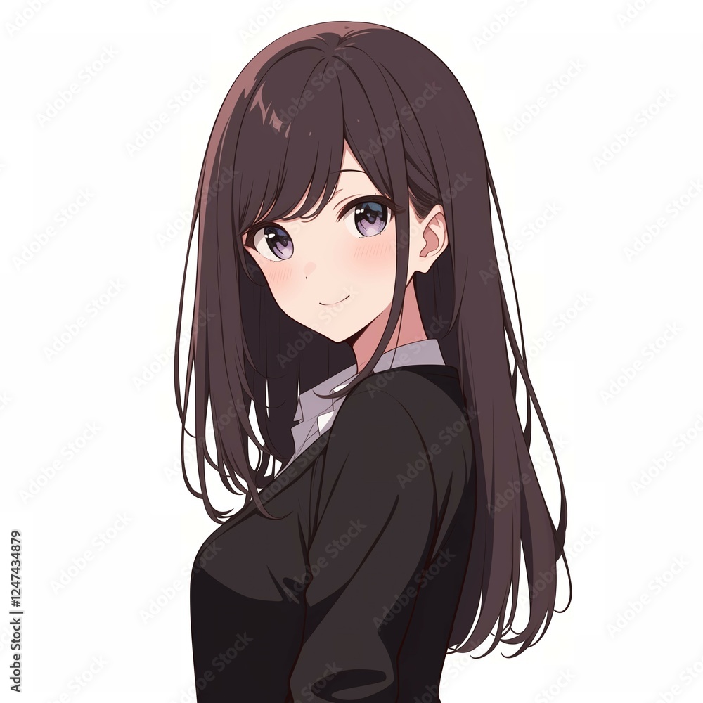 アニメ調の美少女の切り抜き用素材 アニメ調の美少女の切り抜き用素材