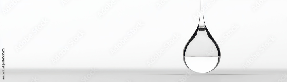 clear drop of water hangs delicately, symbolizing purity and simplicity clear drop of water hangs delicately, symbolizing purity and simplicity
