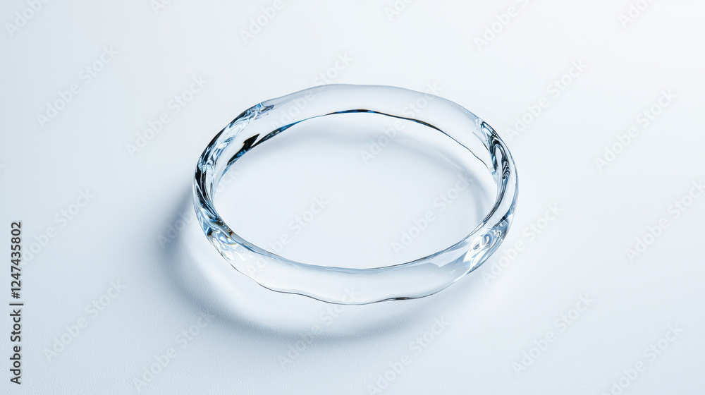 Clear glass bangle with smooth, minimalist design on white background Clear glass bangle with smooth, minimalist design on white background