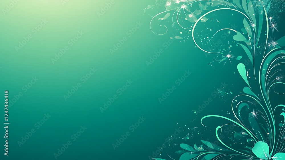 Abstract Teal Green Floral Design Background Abstract Teal Green Floral Design Background