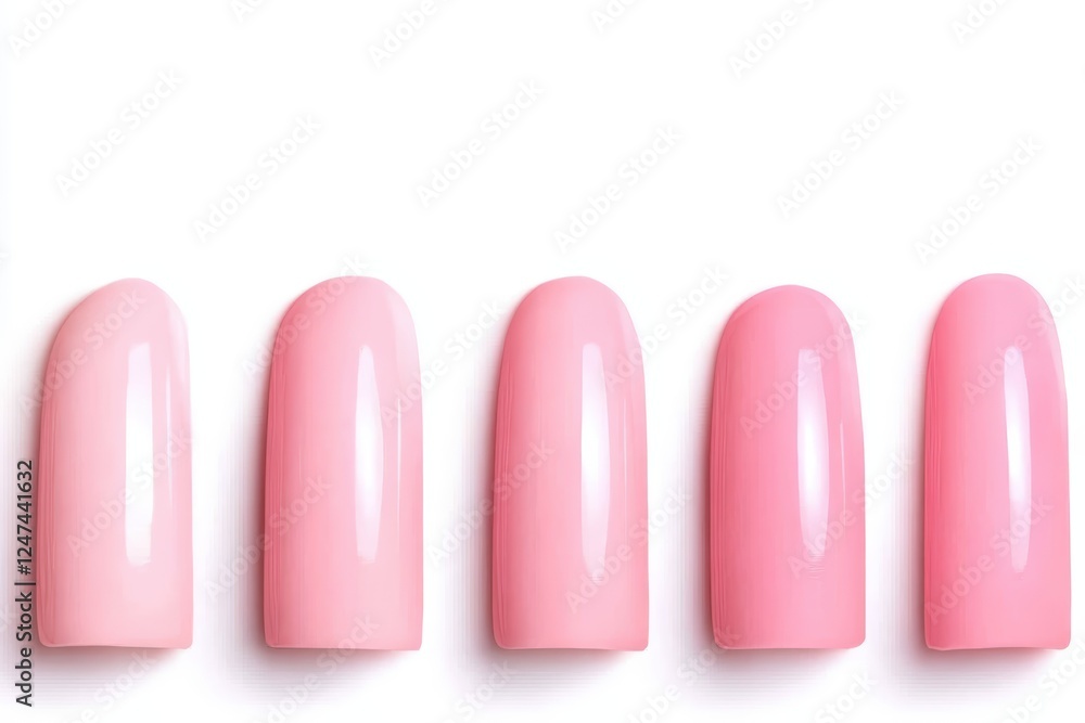 Set of pink polished artificial nails arranged neatly Set of pink polished artificial nails arranged neatly
