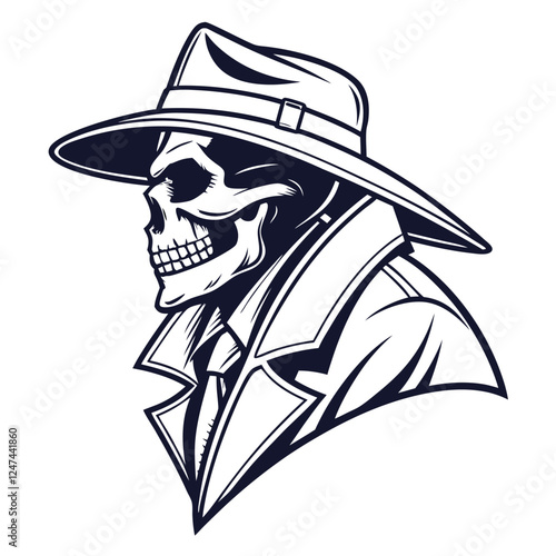 Skull mafia gangster head vector.