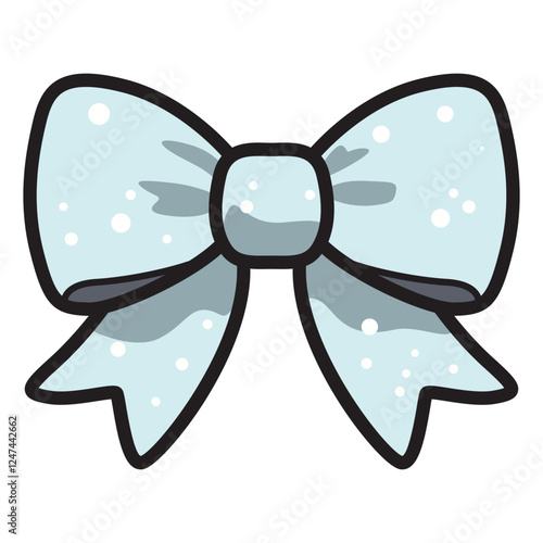 A vector drawing of a small blue bow adorned with delicate snowflakes, creating a charming and wintery aesthetic. 