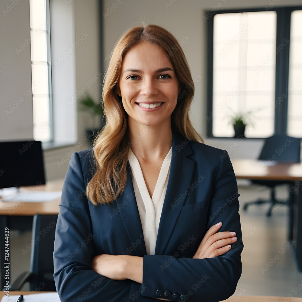 Crossed arms, happy and face of businesswoman in office with confidence for corporate legal career. Smile, pride and portrait of female attorney with positive attitude for law case in workplace Crossed arms, happy and face of businesswoman in office with confidence for corporate legal career. Smile, pride and portrait of female attorney with positive attitude for law case in workplace