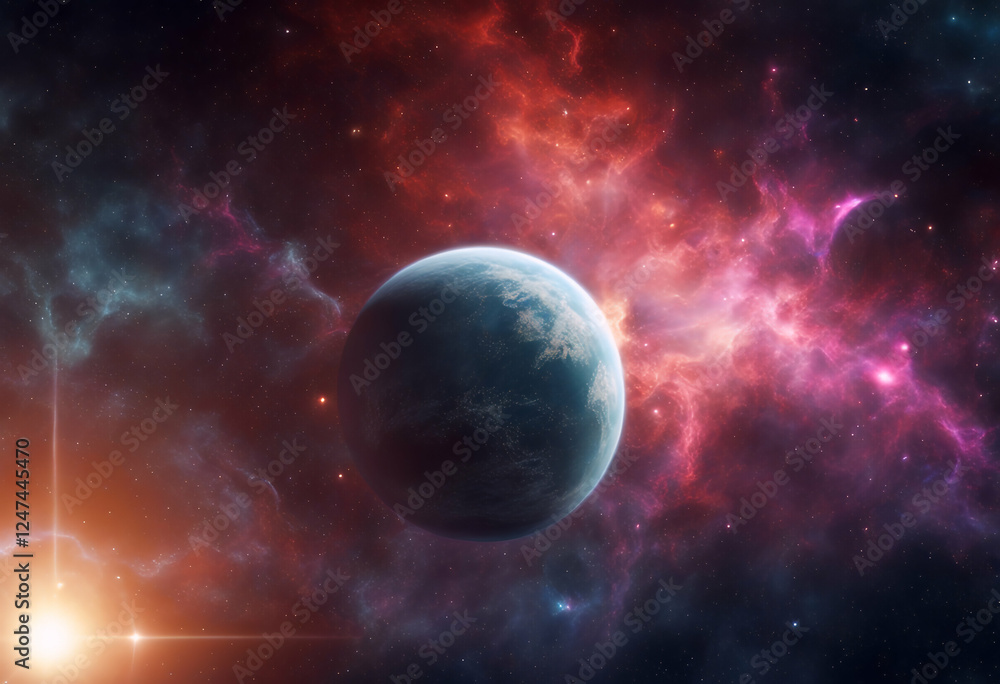rendering planet 3d furnished trail space elements colorful nebula two scene universe star sun astronomy galaxy background illustration science sky fantasy outer light orbit night cosmos blue black rendering planet 3d furnished trail space elements colorful nebula two scene universe star sun astronomy galaxy background illustration science sky fantasy outer light orbit night cosmos blue black