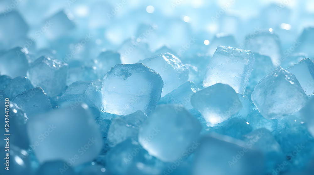 Crystalline Blue Ice Cubes Macro Texture Frozen Water Closeup Crystalline Blue Ice Cubes Macro Texture Frozen Water Closeup