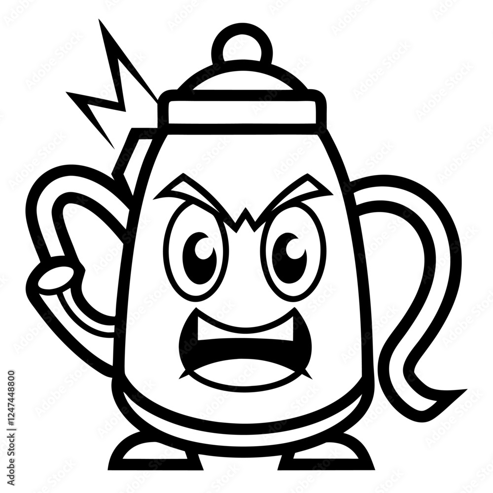 Obraz premium Electric Kettle Vector Illustration – Cartoon, Clipart, and Line Art Design, Electric kettle vector illustration in cartoon, clipart, and line art styles, perfect for digital use.