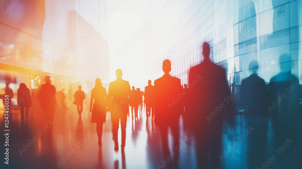 Group of business people silhouettes in modern office building and business network concept. Human resources with pastel innovation charts and graphs with statistics to analyze business Group of business people silhouettes in modern office building and business network concept. Human resources with pastel innovation charts and graphs with statistics to analyze business