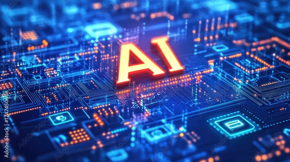 Obraz premium Artificial Intelligence (AI) Circuit Board Technology Futuristic Concept