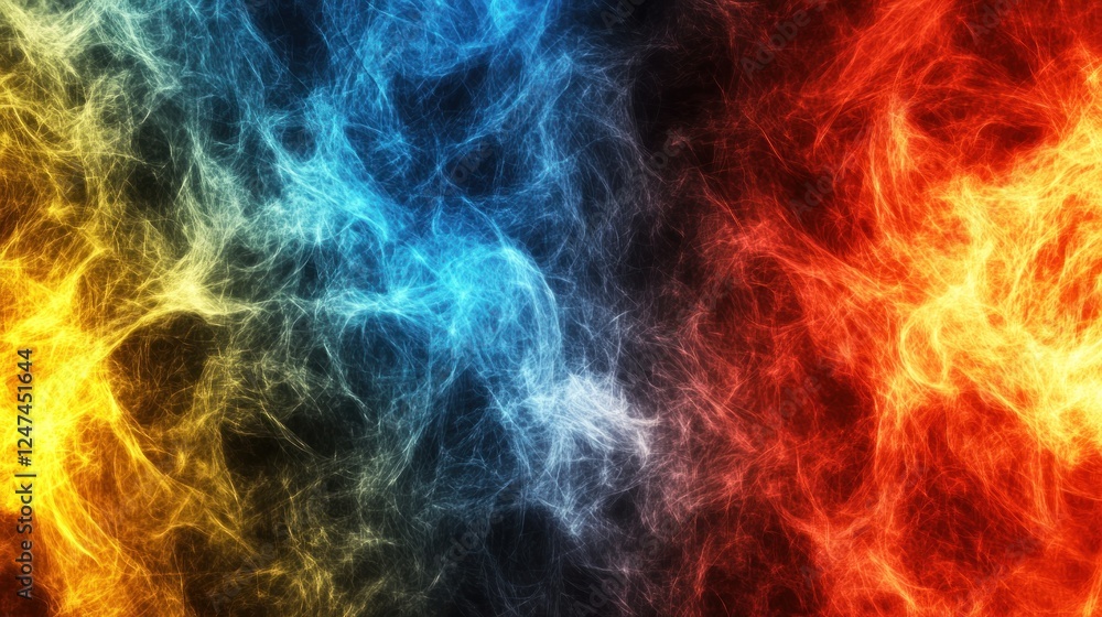Fototapeta premium Fiery ice digital art background, clashing elements, abstract design