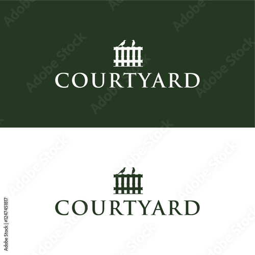 Gardening landscaping courtyard typography logo design editable vector brand identity image