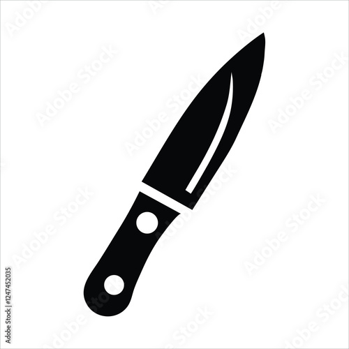 Knife isolated on white background, Knife silhouette, Realistic kitchen knife vector icon