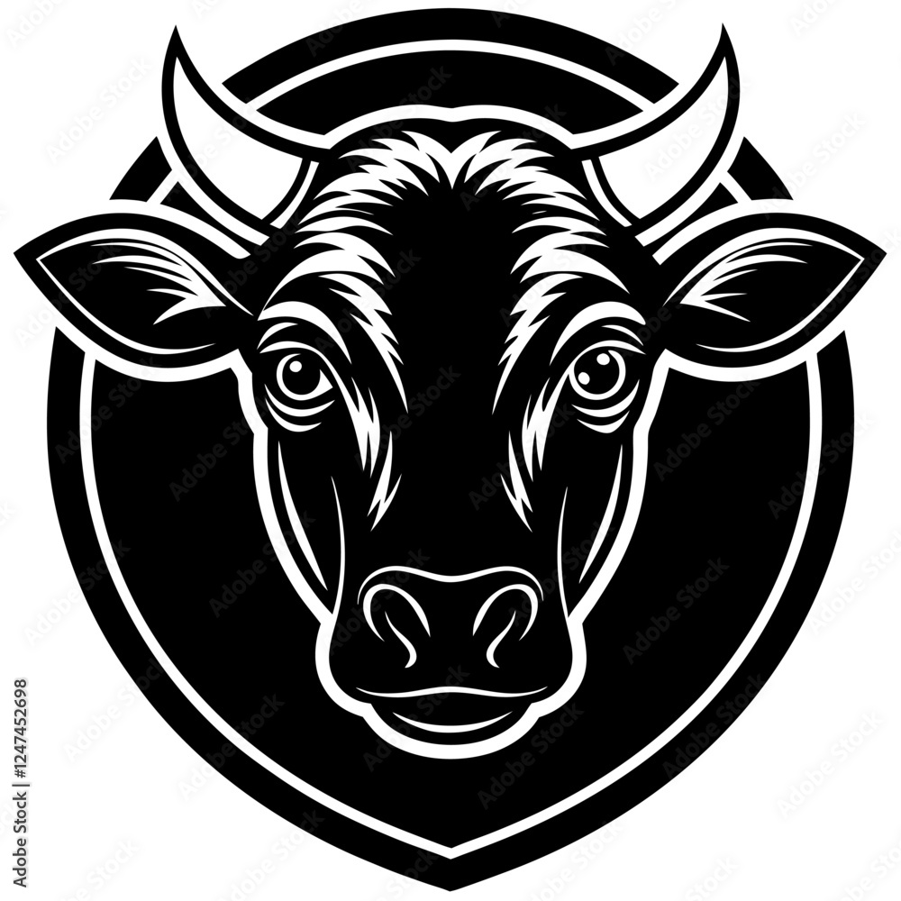 Obraz premium Cute Calf Animal Vector Illustration – Cartoon, Clipart & Line Art Design on White Background, High-quality calf vector illustration in cartoon, clipart, and line art style on a white background.