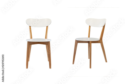 Wallpaper Mural White wooden chair isolated on white background. modern designer Torontodigital.ca