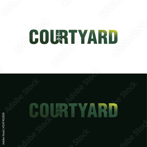 Gardening landscaping courtyard typography logo design editable vector brand identity image