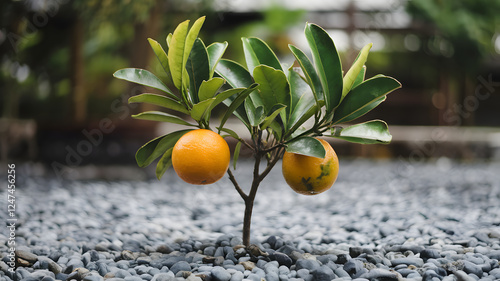 Calamansi fruit on a small tree. photo