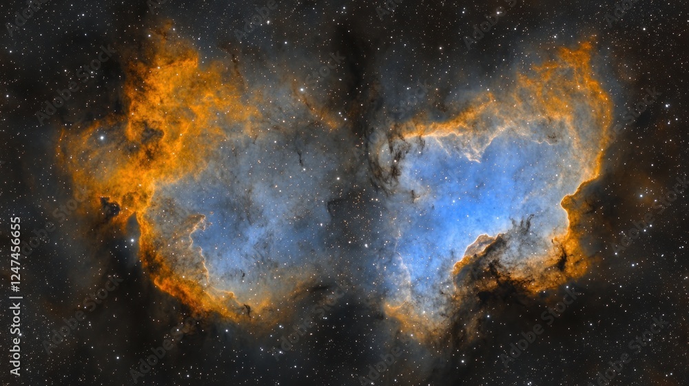 Obraz premium Cosmic Butterfly Nebula, space, vibrant colors, starfield background, astronomy