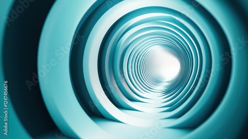 Teal circular tunnel receding to light; abstract background, website design