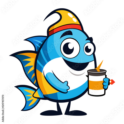 Angelfish Vector Illustration – Cartoon, Clipart & Line Art Design on White Background, Angelfish vector illustration in cartoon, clipart, and line art style on a white background.