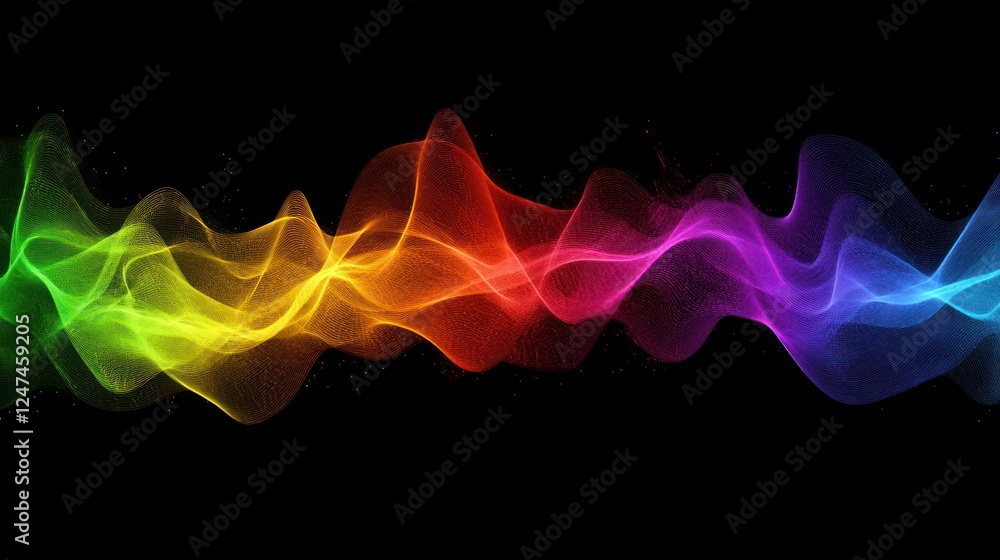 Obraz premium Rainbow wave energy abstract dark background design
