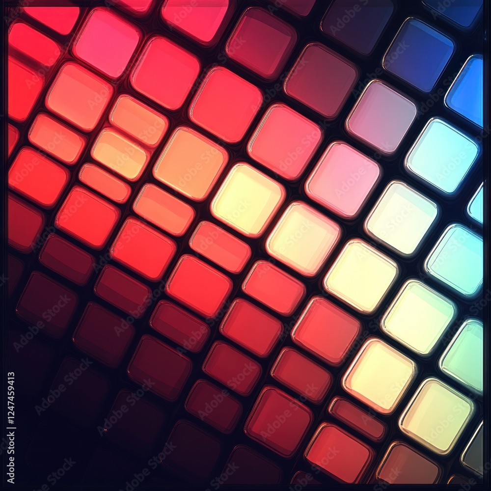 Fototapeta premium Colorful digital squares glowing, abstract background, technology, website design