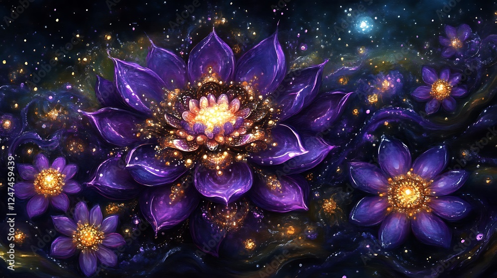 Cosmic Flowers Bloom In A Starry Galaxy Cosmic Flowers Bloom In A Starry Galaxy