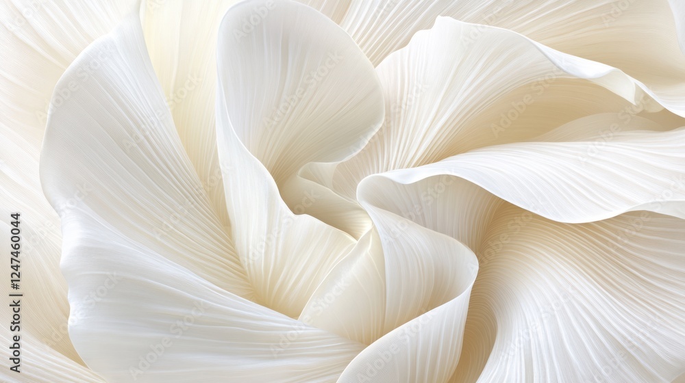 Abstract white floral swirl, soft texture, close-up, background blur, design element Abstract white floral swirl, soft texture, close-up, background blur, design element