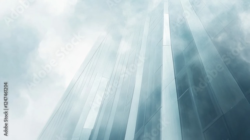 Modern skyscraper  fog  city  low angle  business  abstract  background  design
