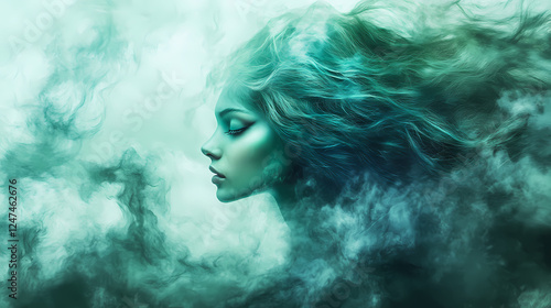 mystical woman ethereal fog