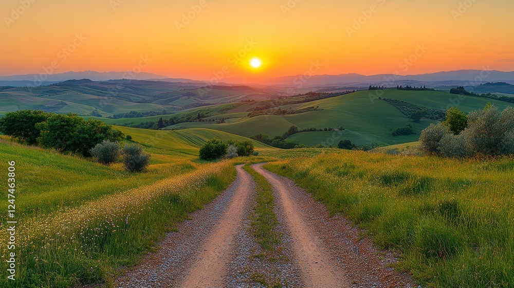 Tuscan Countryside Road at Sunset Tuscan Countryside Road at Sunset