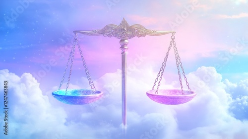 Celestial Scales Balance Justice, Cloudscape Background photo