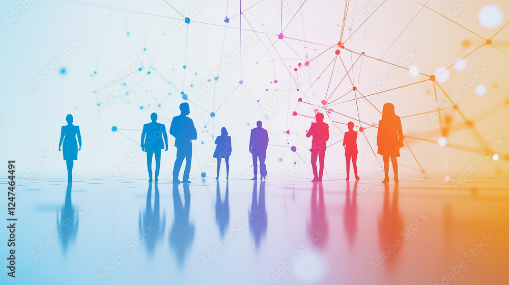 Obraz premium abstract professional business team people connection of line from nail node to node on cityscap and skyline background , innovation networking concept