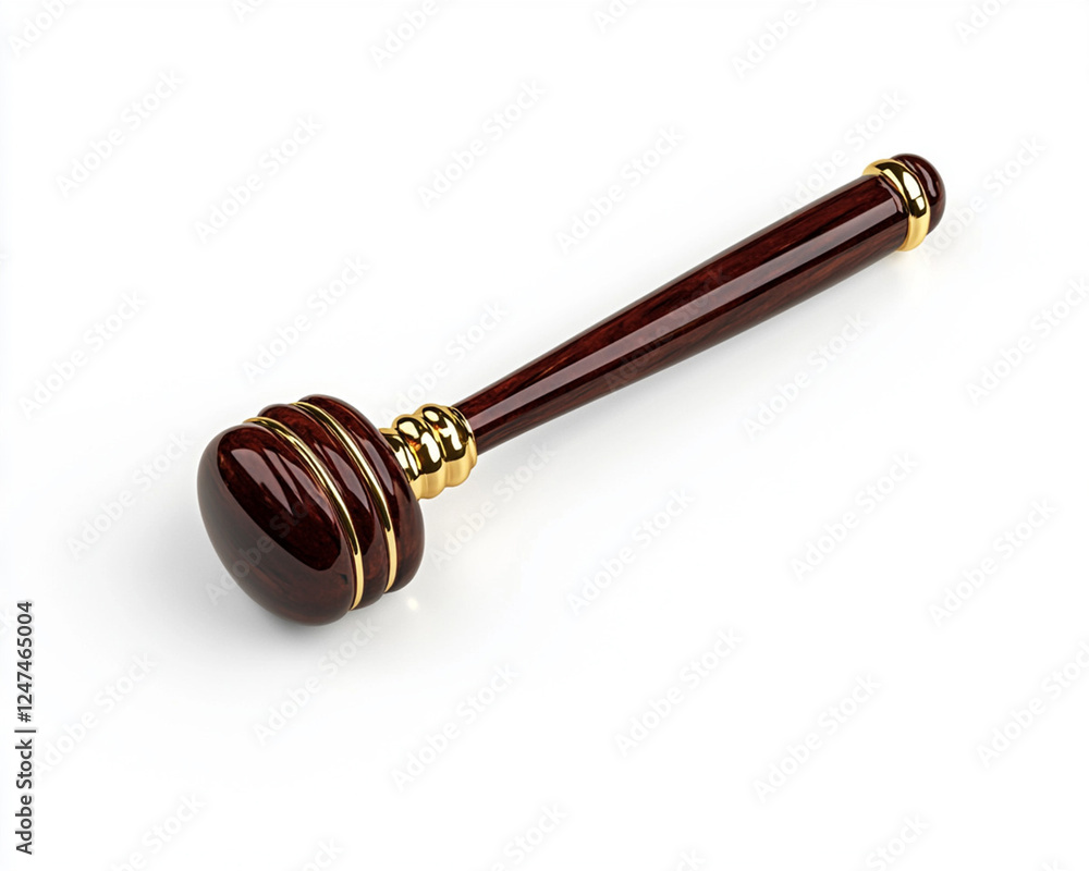 Classic wooden judge�s gavel featuring polished handle, symbol of courtroom justice and legal authority Classic wooden judge�s gavel featuring polished handle, symbol of courtroom justice and legal authority