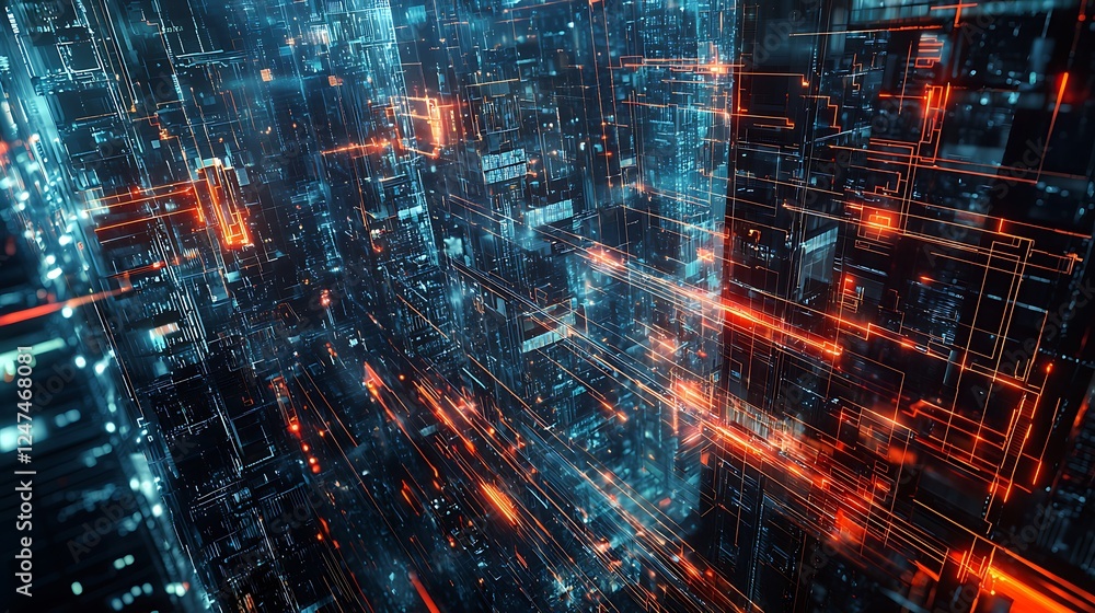 Fototapeta premium Artificial intelligence tech background showcasing deep learning and big data concepts in digital